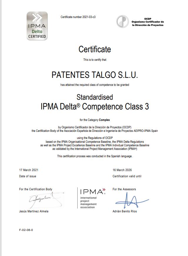 Talgo IPMA Press Release esp diploma