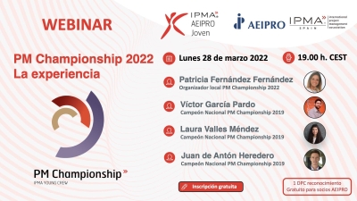 AEIPRO Joven organiza el webinar 'PM Championship 2022. La experiencia'
